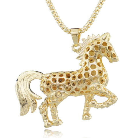 Chic Rhinestone Horse Necklace