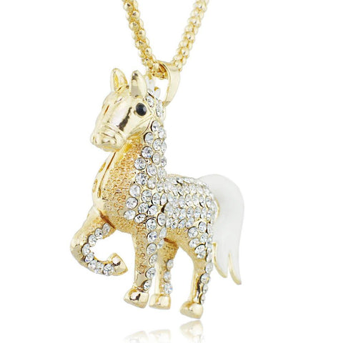 Chic Rhinestone Horse Necklace