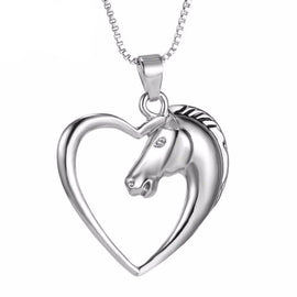 Horse in Heart Pendant Necklace