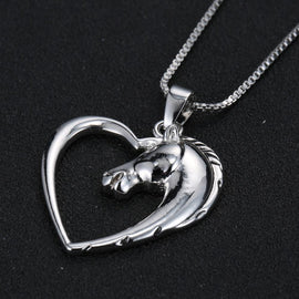 Horse in Heart Pendant Necklace