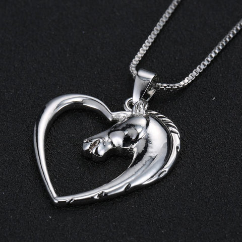 Horse in Heart Pendant Necklace