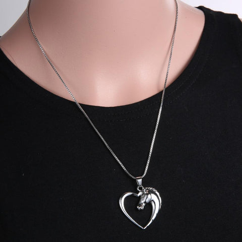 Horse in Heart Pendant Necklace