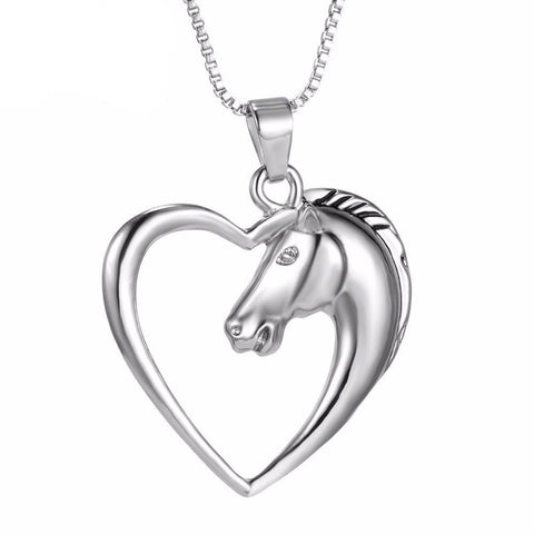 Horse in Heart Pendant Necklace