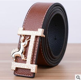 Belt With Gold Horse Buckle