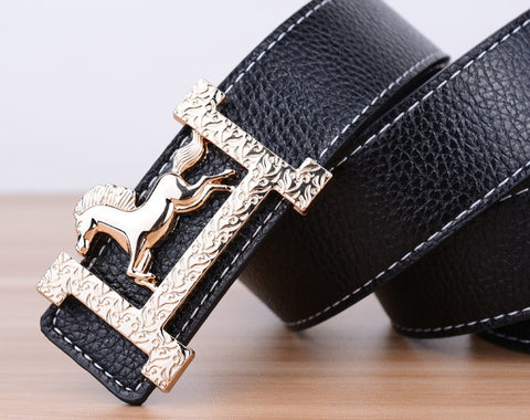 Belt With Gold Horse Buckle