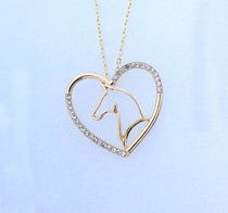 Crystal Heart Horse Necklace