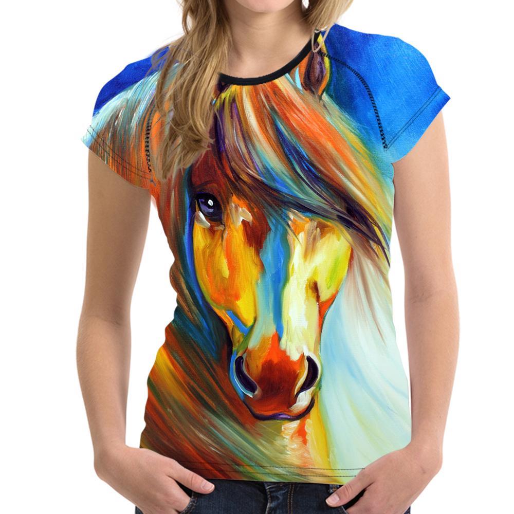 Novelty Design Tshirt Women Watercolor Painting Unicorn Horse Animal Print  Camiseta Mujer T-Shirt Summer 2023 Femme T Shirt Tops - AliExpress