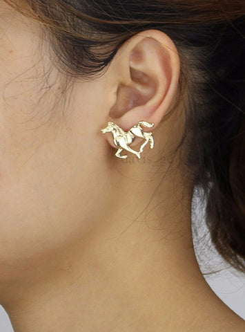 Gold/Silver Horse Stud Earrings