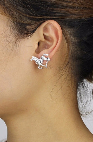 Gold/Silver Horse Stud Earrings