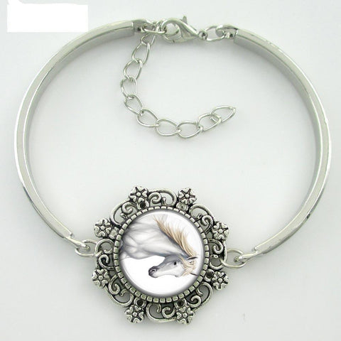 White Horse Glass Bracelet