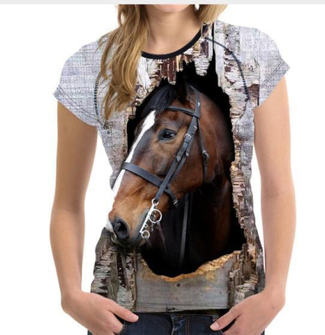 3D Horse Women T-Shirt