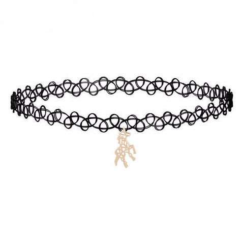 Horse Unicorn Dangle Collar Necklace