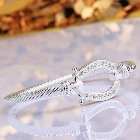 Silver Horse Shoe Bangle
