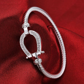 Silver Horse Shoe Bangle