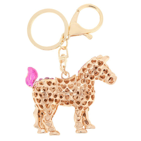 Rhinestone Encrusted Horse Keychain