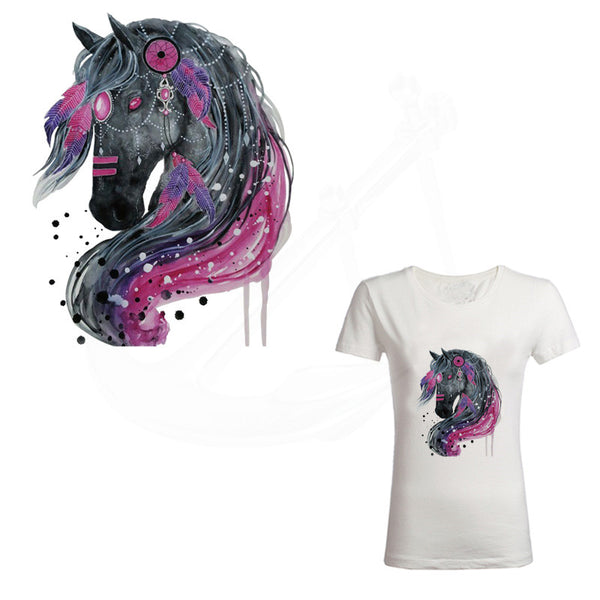 Black Horse Iron On Patch