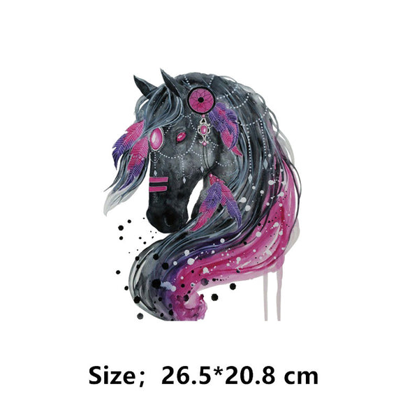 Black Horse Iron On Patch