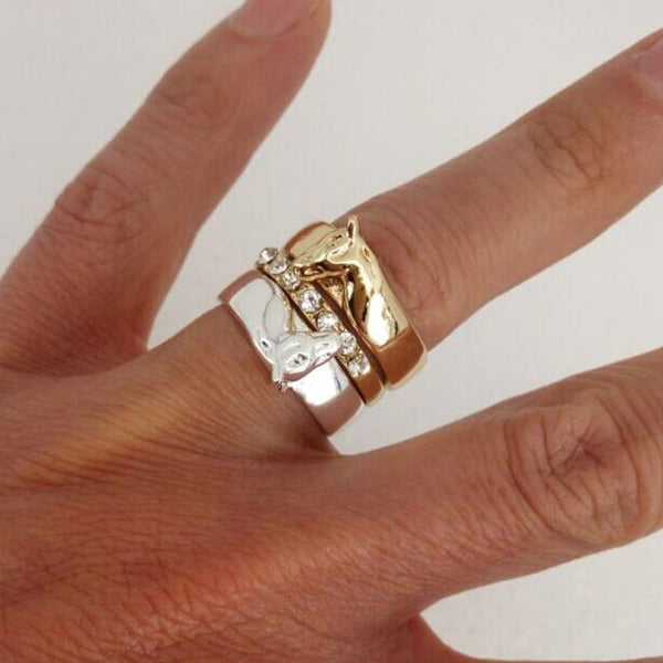 Engagement/Wedding Ring Set Horse Head