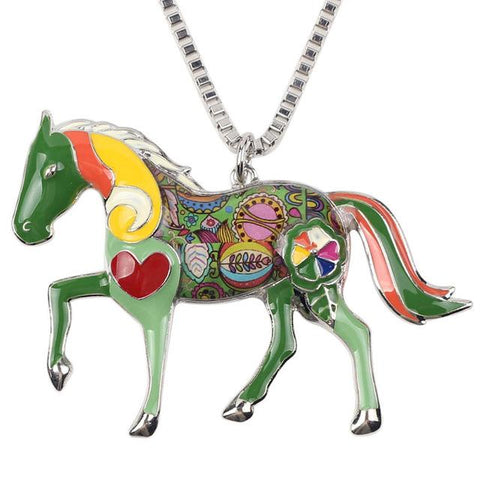 Vibrant Horse Pendant Necklace