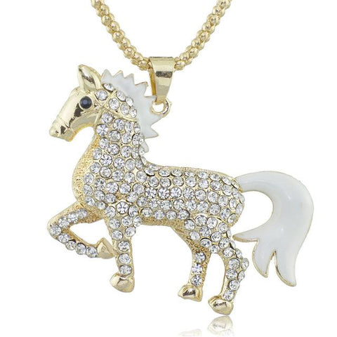 Chic Rhinestone Horse Necklace