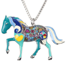 Vibrant Horse Pendant Necklace