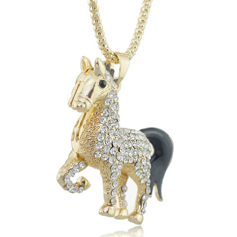 Chic Rhinestone Horse Necklace