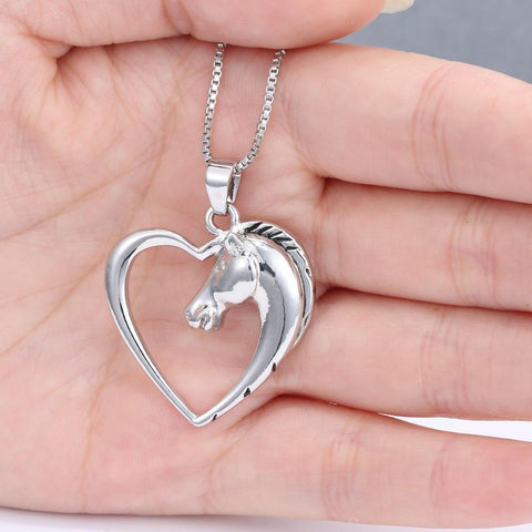 Horse in Heart Pendant Necklace