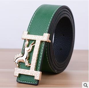 Belt With Gold Horse Buckle