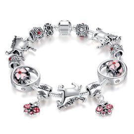 Pink Stones & Beads Horse Bracelet