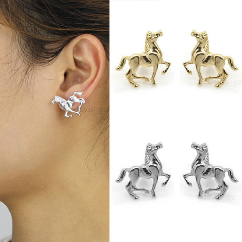Gold/Silver Horse Stud Earrings