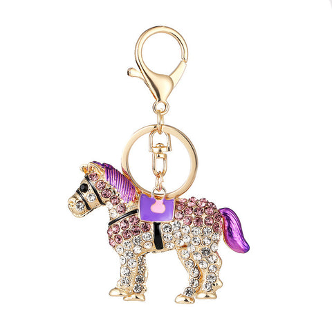 Rhinestone Encrusted Horse Keychain