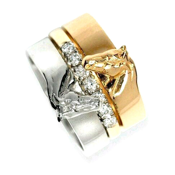Engagement/Wedding Ring Set Horse Head