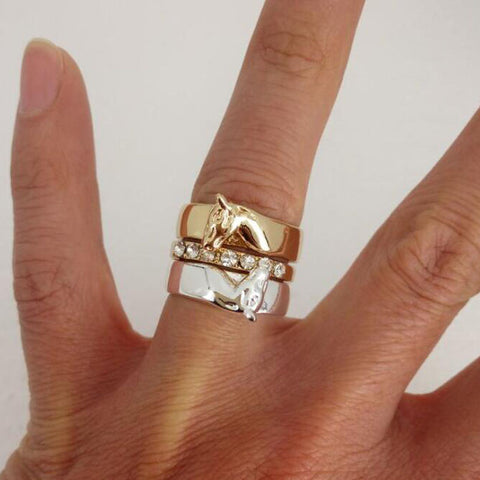 Engagement/Wedding Ring Set Horse Head